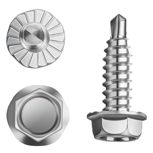 # 14 Sahalaitainen kuusiokanta itsekierteittävä ruuvi # 2 Porapiste, 1/4″-2 kierre koko itsekierteittäville ruuveille, autotallin oven sarana- ja kiinnityspultit 3/8 x 1″ (Määrä 5)  |   Ruuvit Kiinnittimet Ruuvit