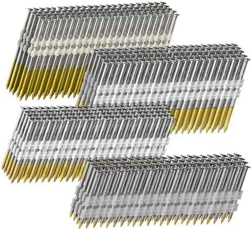 21 asteen kehysnaulat 1200 kappaletta, 4 kokoa (2″ + 2-1/2″ + 3.0″ rengaskanta + 3-1/2″ sileä kanta), täysikokoinen pyöreä pää kuumagalvanoitu, 300 per koko, sekakoko, 20-22 asteen kehysnaulauslaite  |   Kynnet Kiinnittimet Kynnet