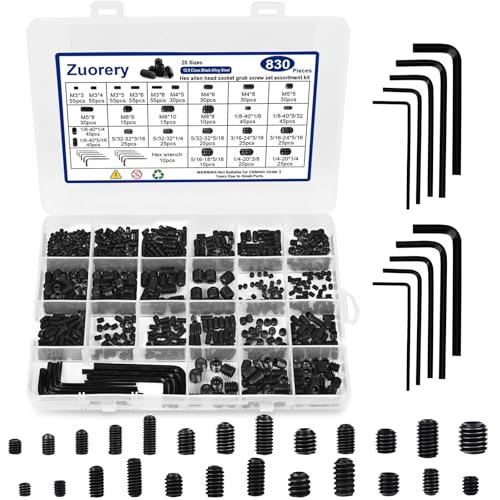 83 kpl 25 kokoista metri- ja SAE-ruuvisarja, sisäkuusiokoloajon kupupiste-allenruuvit 12.9-luokan seosteräksestä (M3-M8, 1/8″-4 aina 5/16″-18)  |   Ruuvit Kiinnittimet Ruuvit