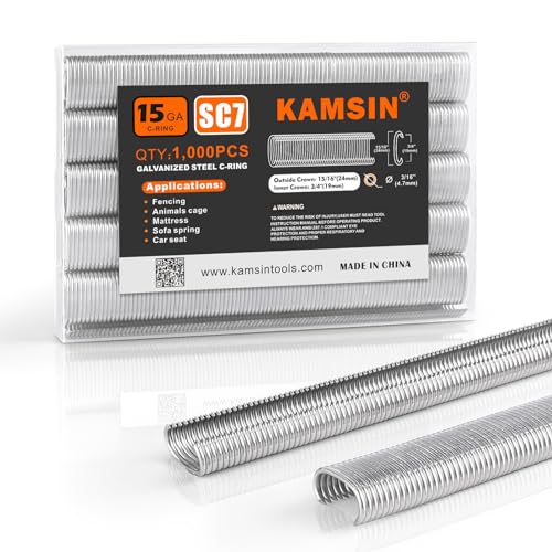 Kamsin Sc7 15 Gauge Galvanoitu Teräs 3/4 Tuuman Kruunu Sika-renkaat C-renkaat Niitit Sika-renkaan Niitit 1,000/Paketti (1,000 Kpl (Galvanoitu Teräs))  |   Kootut kiinnittimet Kiinnittimet Kootut kiinnittimet