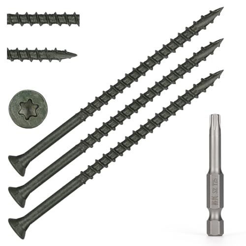 Puupultit #1 X 3-1/2″, T25 Tähti Torx -ajopäällyspultit, vihreä, 58 kpl (1 lb)  |   Ruuvit Kiinnittimet Ruuvit