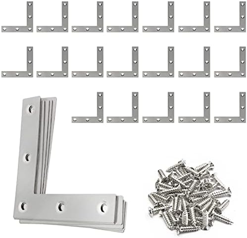 2 kpl L-muotoista litteää kulma-alaa 6 mm x 6 mm (2,4″ x 2,4″) litteä L-tuki, ruostumattomasta teräksestä valmistetut L-muotoiset litteät korjauslevyt ruuveilla kehysten, huonekalujen ja kaappien korjaamiseen.  |   Hammaskuulut Hammaskuulut Hammaskuulut