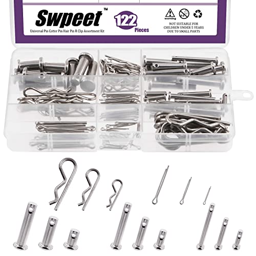 Swpeet 122 kpl 34 ruostumatonta terästä M4 M6 M8 Clevis-pinni M1.5 M2 M3 sinkitty teräksinen lukituspinni ja klipsit kiinnityssarja vetopinni klipsit kiinnityssovitusreikäpinni T-muotoinen pyöreä pinni  |   Nastat Kiinnittimet Nastat